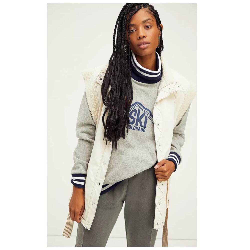 Free People x Campus Collection Ski Club Cowl Neck Pullover Size Medium